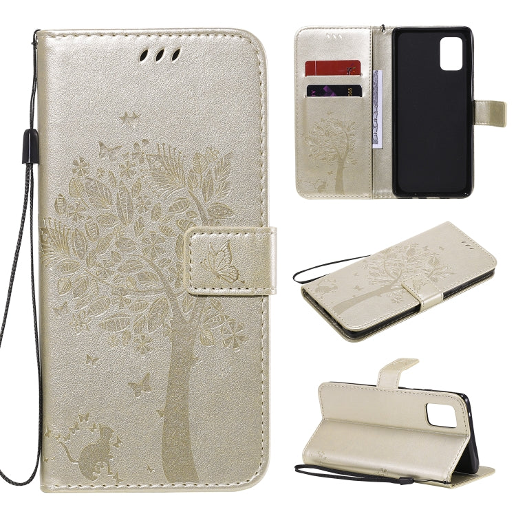 Tree & Cat Embossed Pattern Horizontal Flip Leather Case with Holder & Card Slots & Wallet & Lanyard, For Samsung Galaxy A51 5G, For Samsung Galaxy A71 5G