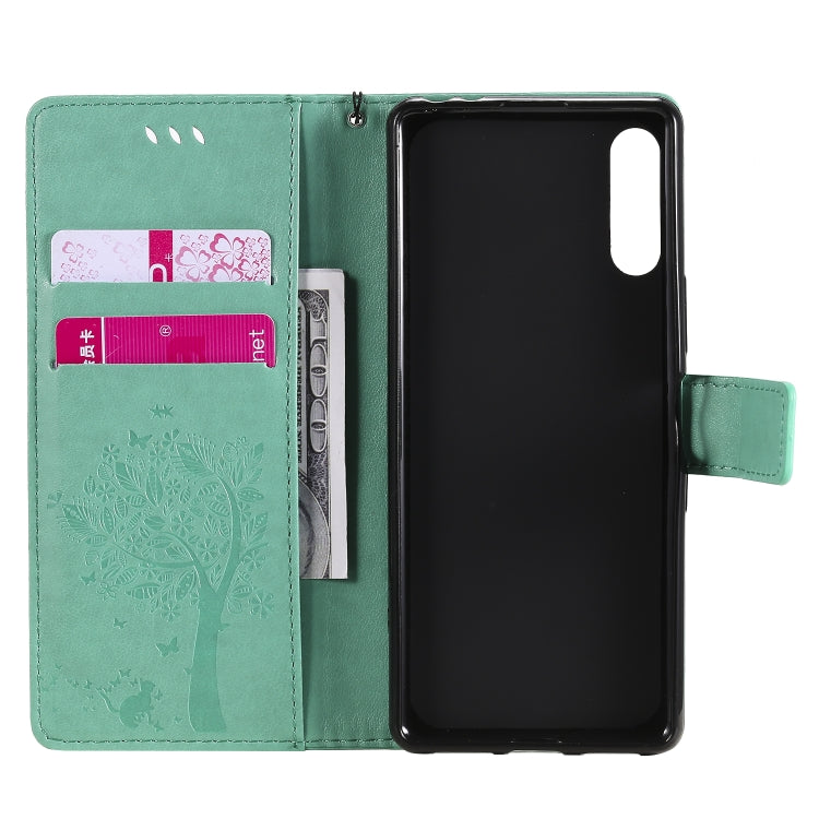 Tree & Cat Embossed Pattern Horizontal Flip Leather Case with Holder & Card Slots & Wallet & Lanyard, For Sony Xperia L4, For Sony Xperia 10 II