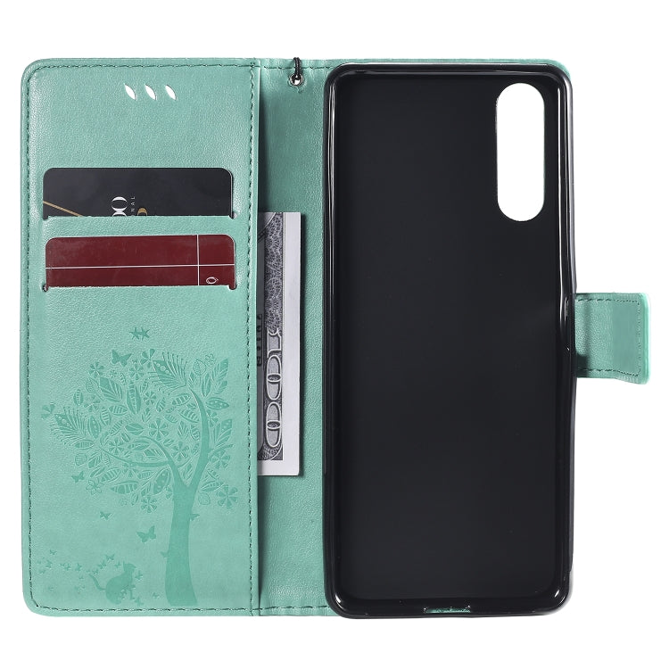 Tree & Cat Embossed Pattern Horizontal Flip Leather Case with Holder & Card Slots & Wallet & Lanyard, For Sony Xperia 10 II