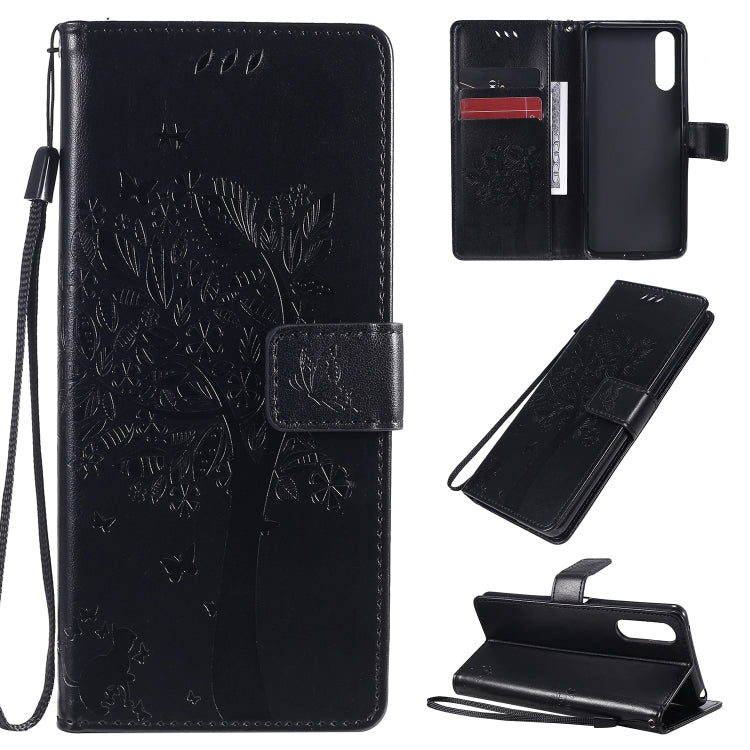 Tree & Cat Embossed Pattern Horizontal Flip Leather Case with Holder & Card Slots & Wallet & Lanyard, For Sony Xperia L4, For Sony Xperia 10 II