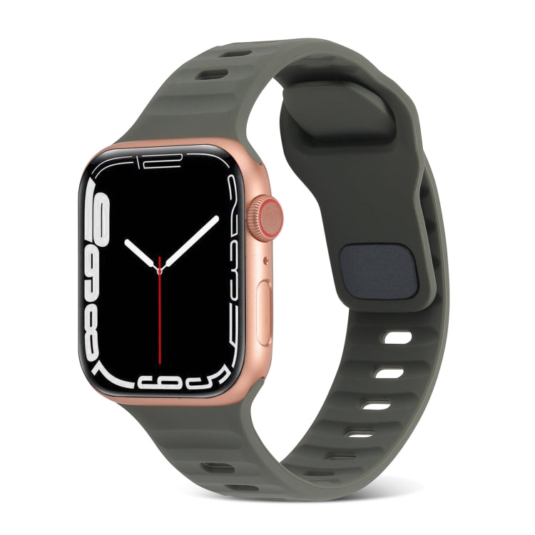 Square Buckle Stripes Silicone Watch Band, For Apple Watch Ultra 49mm