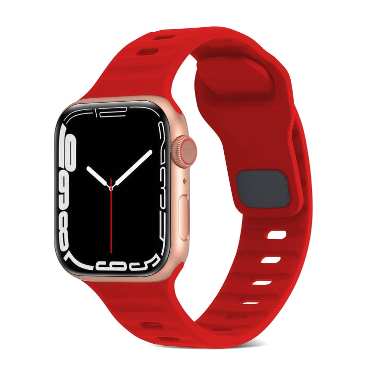 Square Buckle Stripes Silicone Watch Band, For Apple Watch Series 8 41mm