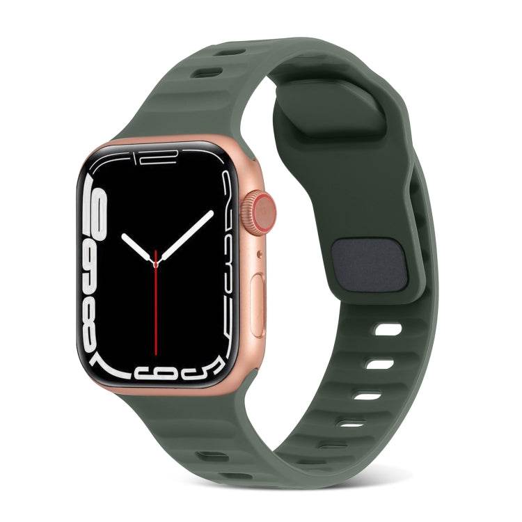 Square Buckle Stripes Silicone Watch Band, For Apple Watch Series 4 44mm