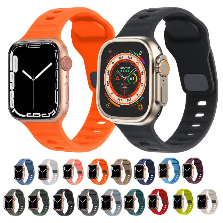 Square Buckle Stripes Silicone Watch Band, For Apple Watch Series 5 44mm