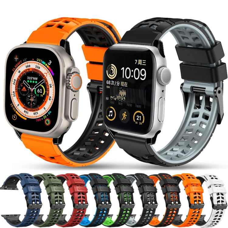 Twill Dual-row Buckle Silicone Watch Band, For Apple Watch Ultra 2 49mm, For Apple Watch Series 9 45mm, For Apple Watch SE 2022 40mm