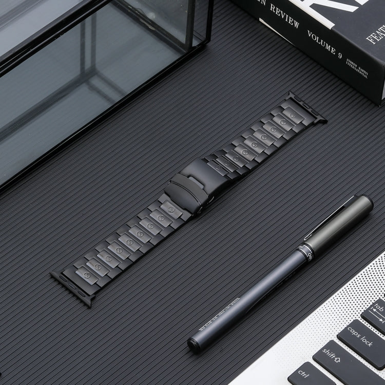 Safety Buckle Titanium Steel Watch Band, For Apple Watch Ultra 49mm, For Apple Watch SE 2023 44mm, For Apple Watch SE 2023 40mm, For Apple Watch Ultra 2 49mm, For Apple Watch Series 9 45mm, For Apple Watch SE 2022 40mm, For Apple Watch SE 2022 44mm����...