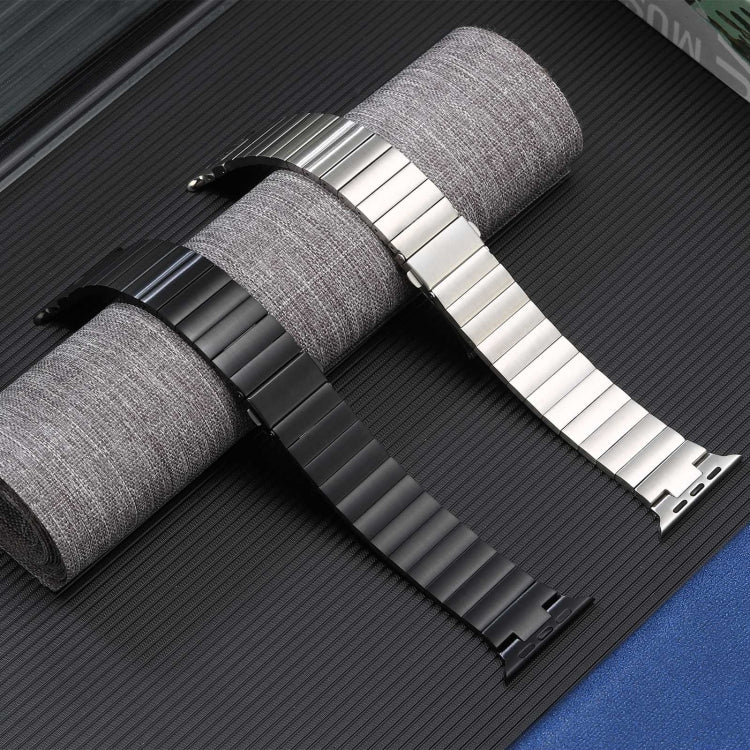 Flat Buckle Stainless Steel Watch Band, For Apple Watch Series 7 41mm, For Apple Watch Series 7 45mm, For Apple Watch Series 6 40mm, For Apple Watch Series 6 44mm, For Apple Watch Series 5 44mm, For Apple Watch Series 5 40mm, For Apple Watch Series 4 4...