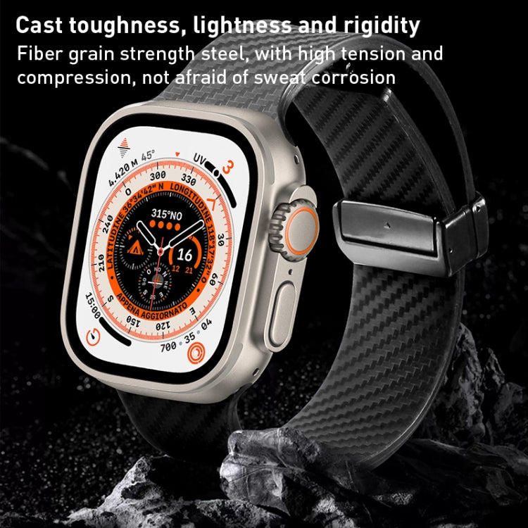 Carbon Fiber Pattern Magnetic Buckle Silicone Watch Band, For Apple Watch 8 45mm, For Apple Watch Ultra 2 49mm