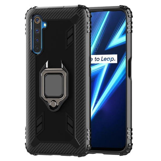 Carbon Fiber Protective Case with 360 Degree Rotating Ring Holder, For OPPO Realme 6 Pro, For OPPO Realme 6