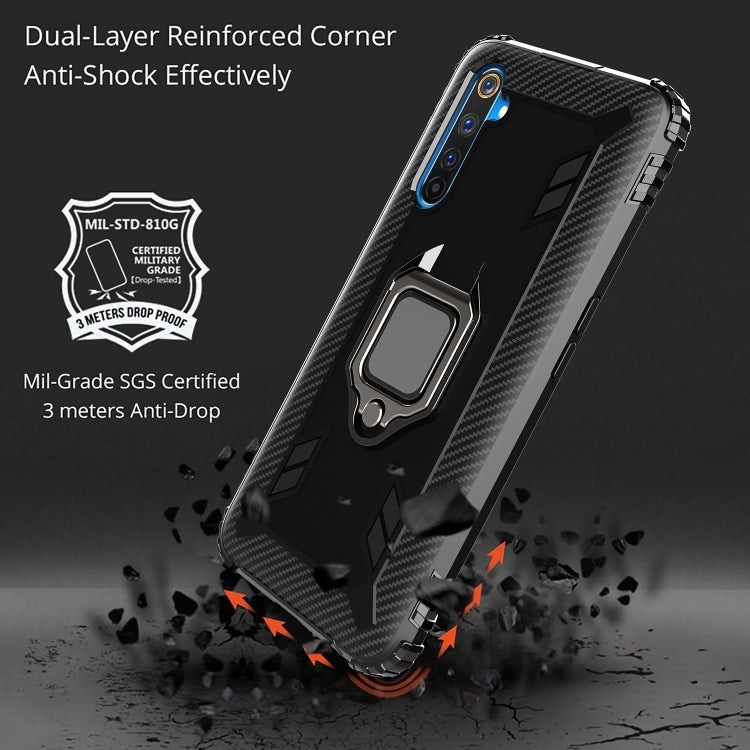 Carbon Fiber Protective Case with 360 Degree Rotating Ring Holder, For OPPO Realme 6 Pro, For OPPO Realme 6