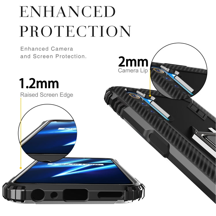 Carbon Fiber Protective Case with 360 Degree Rotating Ring Holder, For OPPO Realme 6 Pro, For OPPO Realme 6