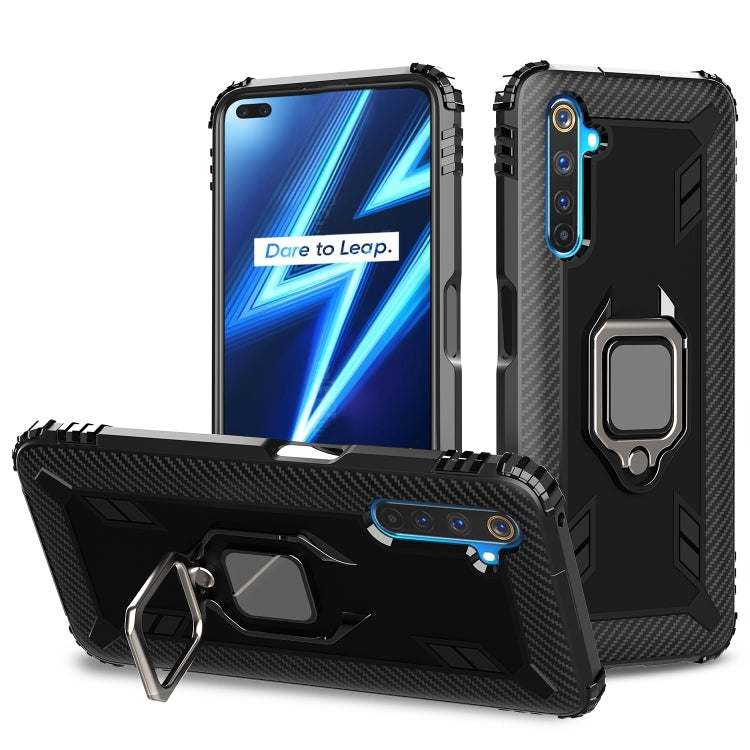 Carbon Fiber Protective Case with 360 Degree Rotating Ring Holder, For OPPO Realme 6 Pro, For OPPO Realme 6