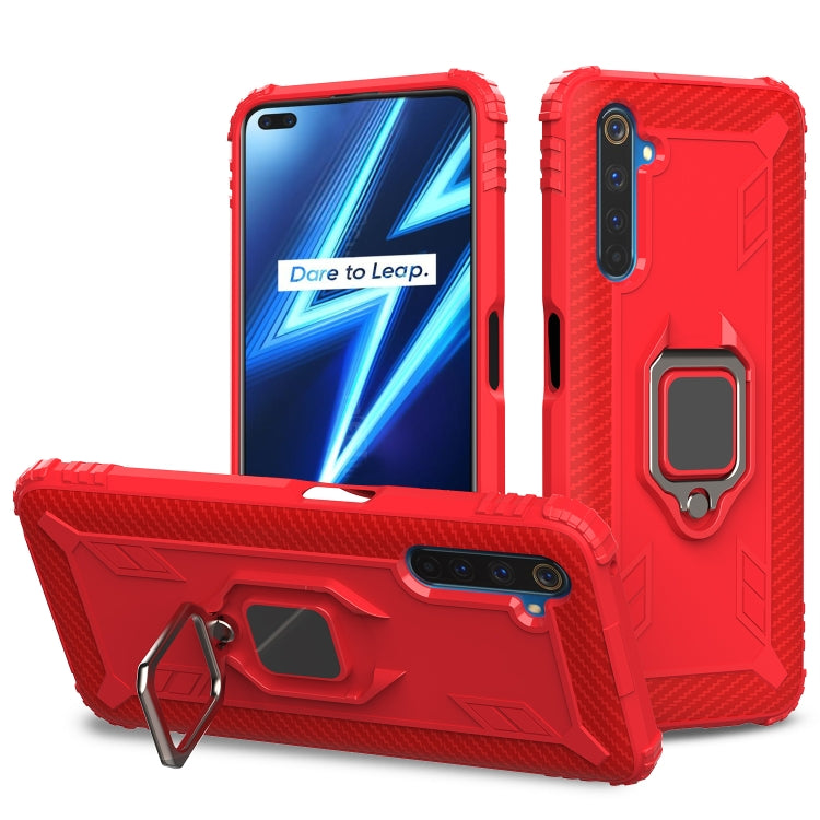 Carbon Fiber Protective Case with 360 Degree Rotating Ring Holder, For OPPO Realme 6 Pro, For OPPO Realme 6