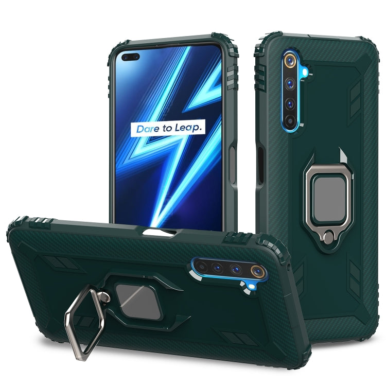 Carbon Fiber Protective Case with 360 Degree Rotating Ring Holder, For OPPO Realme 6 Pro, For OPPO Realme 6