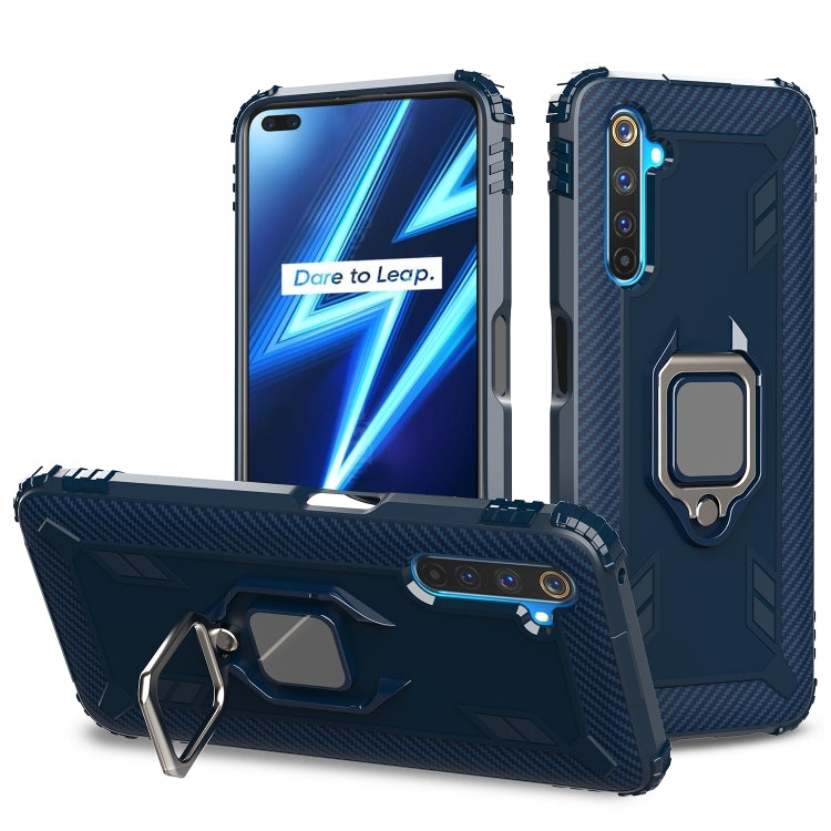 Carbon Fiber Protective Case with 360 Degree Rotating Ring Holder, For OPPO Realme 6 Pro, For OPPO Realme 6