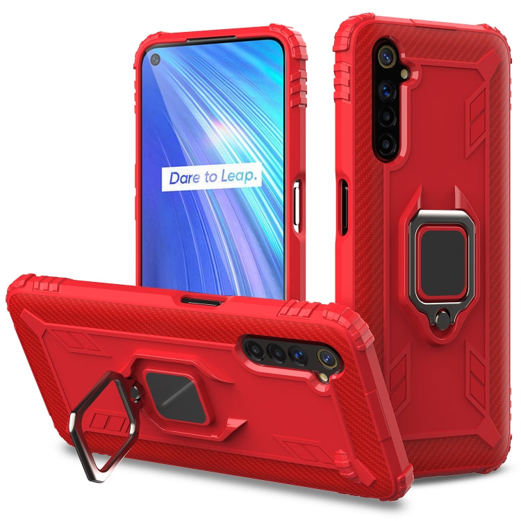 Carbon Fiber Protective Case with 360 Degree Rotating Ring Holder, For OPPO Realme 6 Pro, For OPPO Realme 6