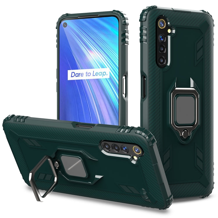 Carbon Fiber Protective Case with 360 Degree Rotating Ring Holder, For OPPO Realme 6 Pro, For OPPO Realme 6