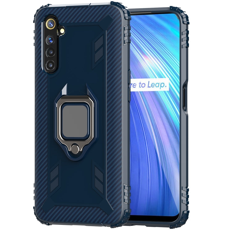 Carbon Fiber Protective Case with 360 Degree Rotating Ring Holder, For OPPO Realme 6 Pro, For OPPO Realme 6