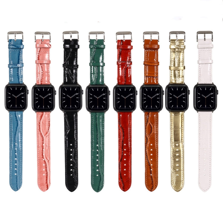 Crocodile Texture Leather Wrist Strap, For Apple Watch Series 7 45mm / 6 & SE & 5 & 4 44mm / 3 & 2 & 1 42mm, For Apple Watch Ultra 49mm / Series 8&7 45mm / SE 2&6&SE&5&4 44mm / 3&2&1 42mm, For Apple Watch Series 8&7 41mm / SE 2&6&SE&5&4 40mm / 3&2&1 38mm