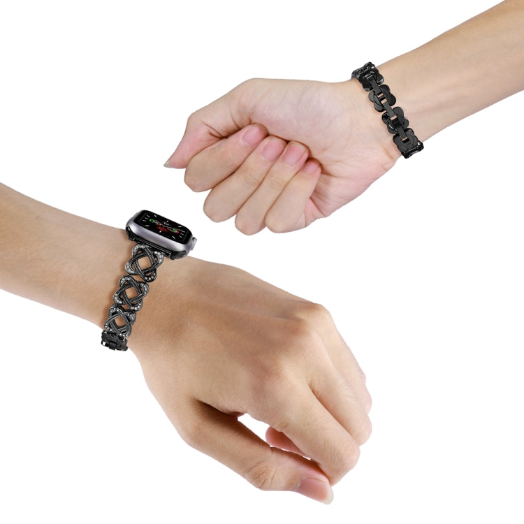 Hearts Crossed Diamond Metal Watch Band, For Apple Watch SE 2022 40mm, For Apple Watch SE 2022 44mm, For Apple Watch Series 7 41mm, For Apple Watch Series 7 45mm