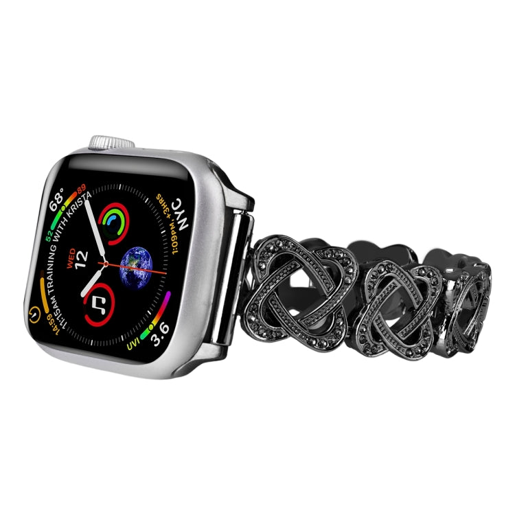 Hearts Crossed Diamond Metal Watch Band, For Apple Watch SE 40mm, For Apple Watch SE 44mm, For Apple Watch 6 40mm, For Apple Watch Series 6 44mm, For Apple Watch Series 5 44mm, For Apple Watch Series 5 40mm