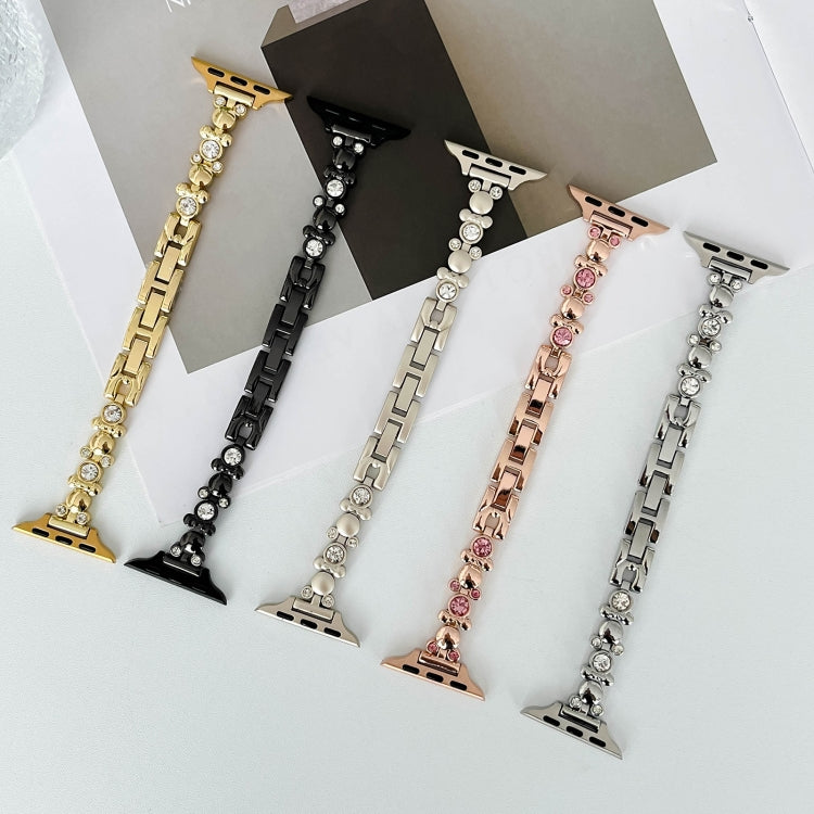 Metal Diamond Bear Chain Watch Band, For Apple Watch SE 2023 44mm, For Apple Watch SE 2023 40mm, For Apple Watch Ultra 2 49mm, For Apple Watch Series 9 45mm, For Apple Watch Series 9 41mm, For Apple Watch Ultra 49mm