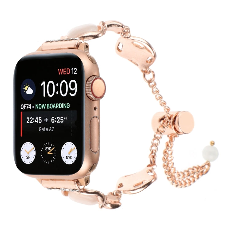 Shell Metal Chain Bracelet Watch Band, For Apple Watch SE 2023 44mm, For Apple Watch SE 2023 40mm, For Apple Watch Ultra 2 49mm, For Apple Watch Series 9 45mm, For Apple Watch Series 9 41mm, For Apple Watch Ultra 49mm, For Apple Watch Series 8 41mm