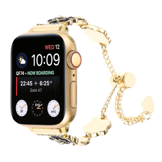 Camellia Metal Chain Bracelet Watch Band, For Apple Watch SE 2023 44mm, For Apple Watch SE 2023 40mm, For Apple Watch Ultra 2 49mm, For Apple Watch Series 9 45mm, For Apple Watch Series 9 41mm, For Apple Watch Ultra 49mm, For Apple Watch Series 8 41mm