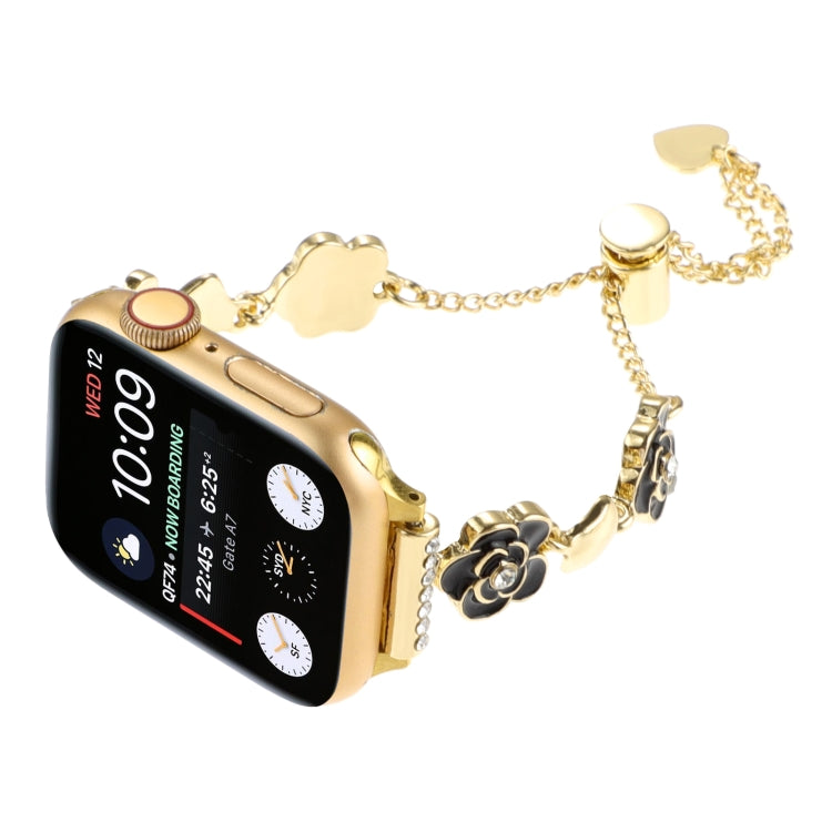 Camellia Metal Chain Bracelet Watch Band, For Apple Watch SE 2023 44mm, For Apple Watch SE 2023 40mm, For Apple Watch Ultra 2 49mm, For Apple Watch Series 9 45mm, For Apple Watch Series 9 41mm, For Apple Watch Ultra 49mm, For Apple Watch Series 8 41mm