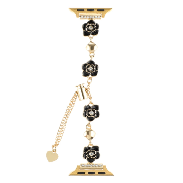 Camellia Metal Chain Bracelet Watch Band, For Apple Watch Series 8 41mm, For Apple Watch Series 8 45mm, For Apple Watch SE 2022 40mm, For Apple Watch SE 2022 44mm, For Apple Watch Series 7 41mm, For Apple Watch Series 7 45mm