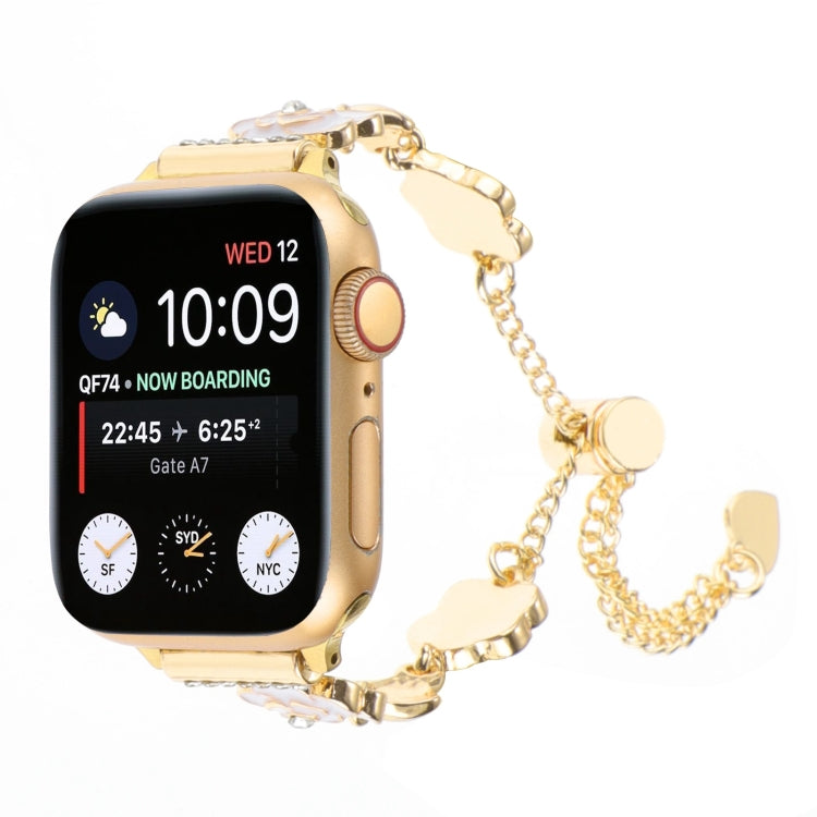 Camellia Metal Chain Bracelet Watch Band, For Apple Watch SE 2023 44mm, For Apple Watch SE 2023 40mm, For Apple Watch Ultra 2 49mm, For Apple Watch Series 9 45mm, For Apple Watch Series 9 41mm, For Apple Watch Ultra 49mm, For Apple Watch Series 8 41mm