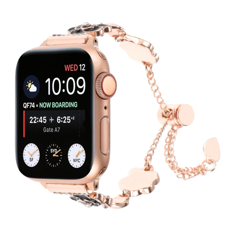 Camellia Metal Chain Bracelet Watch Band, For Apple Watch SE 2022 40mm, For Apple Watch SE 2022 44mm, For Apple Watch Series 7 41mm, For Apple Watch Series 7 45mm, For Apple Watch SE 40mm, For Apple Watch SE 44mm, For Apple Watch Series 6 40mm