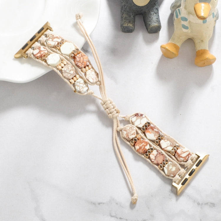 Hexagonal Stones Drawstring Chain Watch Band, For Apple Watch SE 2023 44mm, For Apple Watch SE 2023 40mm, For Apple Watch Ultra 2 49mm, For Apple Watch Series 9 45mm, For Apple Watch Series 9 41mm, For Apple Watch Ultra 49mm