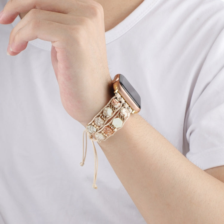 Hexagonal Stones Drawstring Chain Watch Band, For Apple Watch Series 8 41mm, For Apple Watch Series 8 45mm, For Apple Watch SE 2022 40mm, For Apple Watch SE 2022 44mm, For Apple Watch Series 7 41mm, For Apple Watch Series 7 45mm