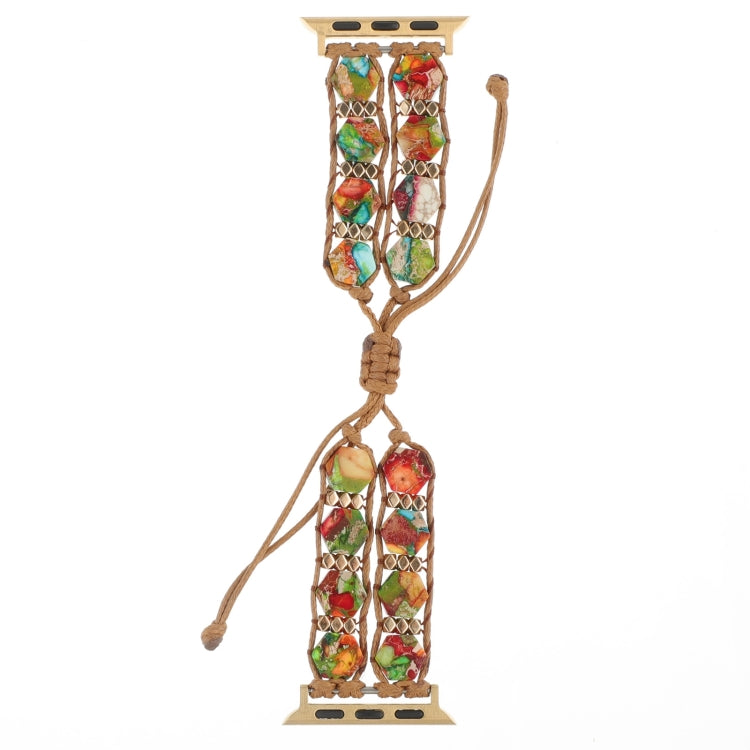 Hexagonal Stones Drawstring Chain Watch Band, For Apple Watch Series 8 41mm, For Apple Watch Series 8 45mm, For Apple Watch SE 2022 40mm, For Apple Watch SE 2022 44mm, For Apple Watch Series 7 41mm, For Apple Watch Series 7 45mm