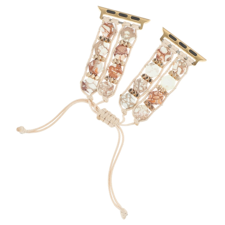 Hexagonal Stones Drawstring Chain Watch Band, For Apple Watch Series 4 44mm, For Apple Watch Series 4 40mm, For Apple Watch Series 3 38mm, For Apple Watch Series 3 42mm, For Apple Watch Series 2 42mm, For Apple Watch Series 2 38mm