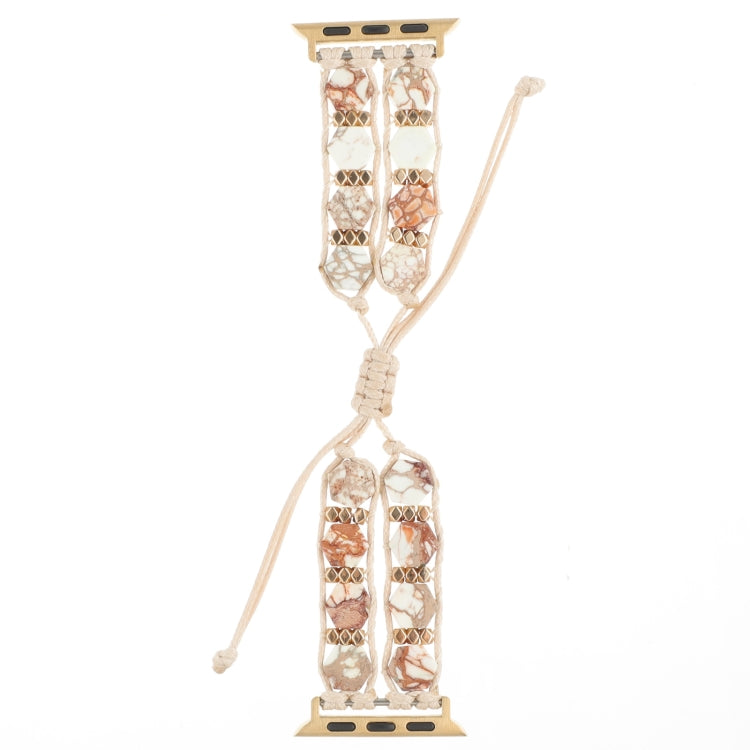 Hexagonal Stones Drawstring Chain Watch Band, For Apple Watch Series 4 44mm, For Apple Watch Series 4 40mm, For Apple Watch Series 3 38mm, For Apple Watch Series 3 42mm, For Apple Watch Series 2 42mm, For Apple Watch Series 2 38mm