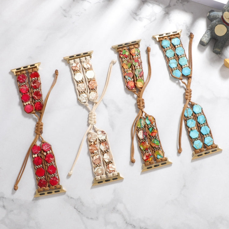 Hexagonal Stones Drawstring Chain Watch Band, For Apple Watch SE 2023 44mm, For Apple Watch SE 2023 40mm, For Apple Watch Ultra 2 49mm, For Apple Watch Series 9 45mm, For Apple Watch Series 9 41mm, For Apple Watch Ultra 49mm