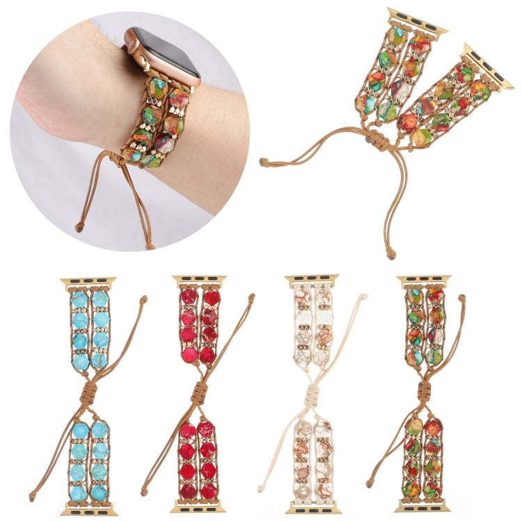 Hexagonal Stones Drawstring Chain Watch Band, For Apple Watch Series 4 44mm, For Apple Watch Series 4 40mm, For Apple Watch Series 3 38mm, For Apple Watch Series 3 42mm, For Apple Watch Series 2 42mm, For Apple Watch Series 2 38mm