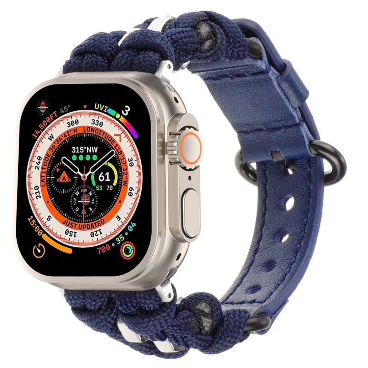 Paracord Genuine Leather Watch Band, For Apple Watch SE 2023 44mm, For Apple Watch SE 2023 40mm, For Apple Watch Ultra 2 49mm