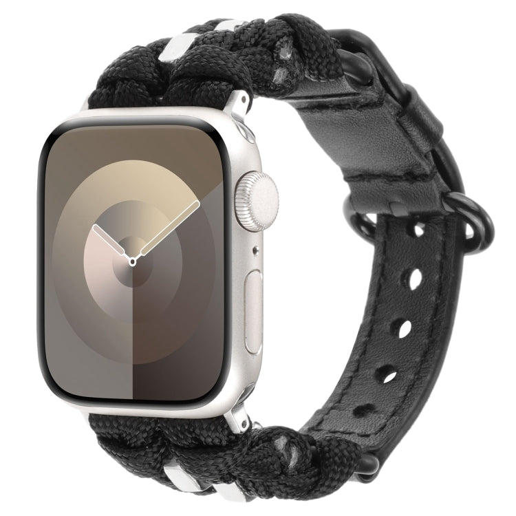 Paracord Genuine Leather Watch Band, For Apple Watch Series 9 45mm, For Apple Watch Series 9 41mm, For Apple Watch Ultra 49mm