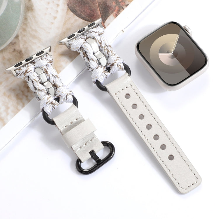 Paracord Genuine Leather Watch Band, For Apple Watch Series 8 41mm, For Apple Watch Series 8 45mm, For Apple Watch SE 2022 40mm