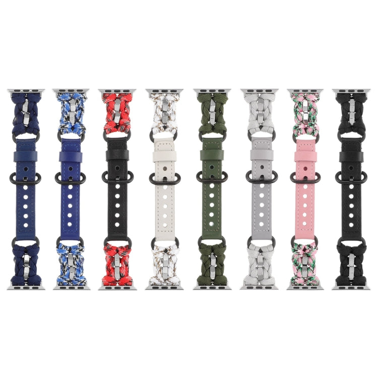 Paracord Genuine Leather Watch Band, For Apple Watch Series 6 44mm, For Apple Watch Series 5 44mm, For Apple Watch Series 5 40mm