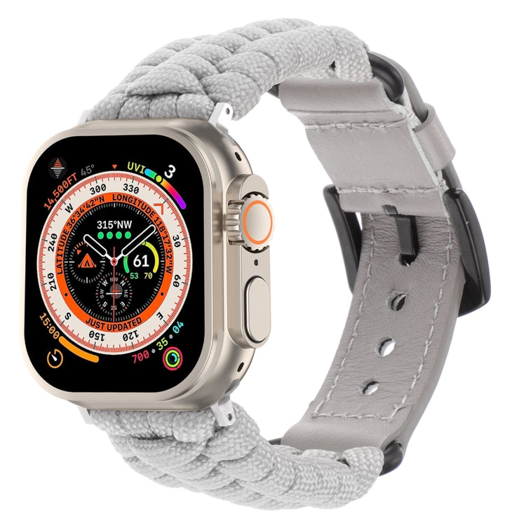 Plain Paracord Genuine Leather Watch Band, For Apple Watch SE 2023 44mm, For Apple Watch SE 2023 40mm, For Apple Watch Ultra 2 49mm