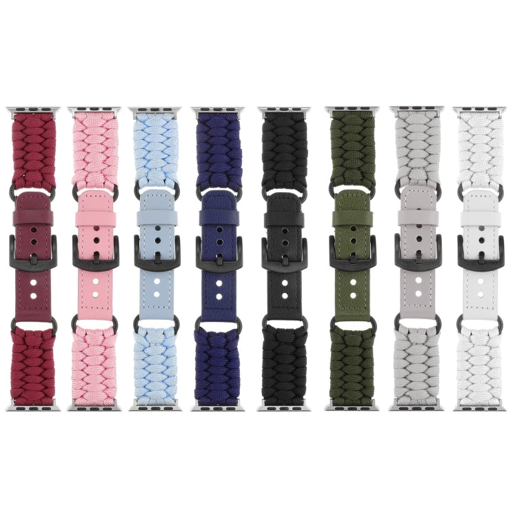 Plain Paracord Genuine Leather Watch Band, For Apple Watch Series 5 44mm, For Apple Watch Series 5 40mm, For Apple Watch Series 4 44mm, For Apple Watch Series 4 40mm