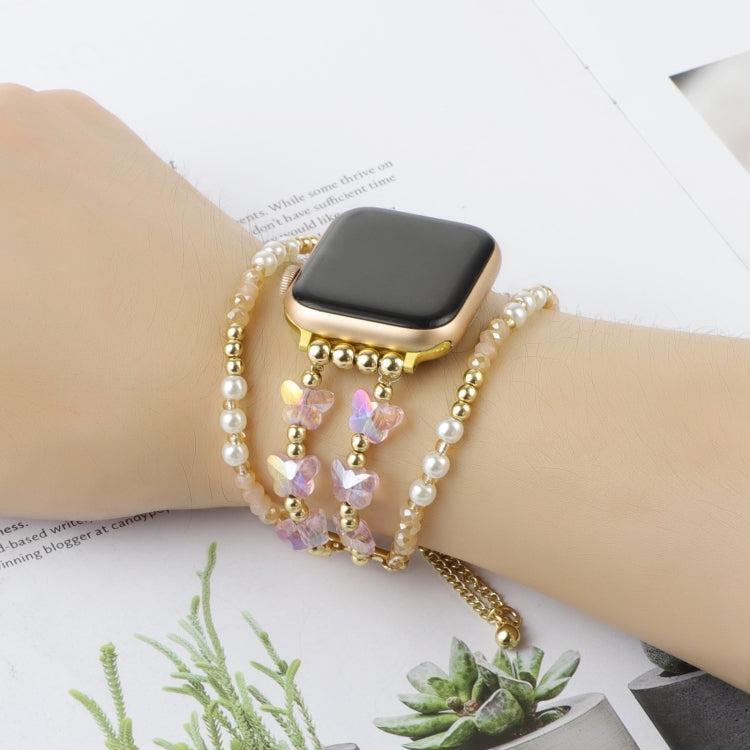 Butterfly Chain Bracelet Metal Watch Band, For Apple Watch SE 2023 44mm, For Apple Watch SE 2023 40mm, For Apple Watch Ultra 2 49mm, For Apple Watch Series 9 45mm, For Apple Watch Series 9 41mm, For Apple Watch Ultra 49mm