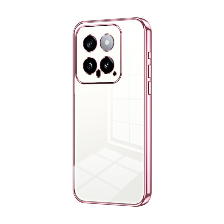 Transparent Plating Fine Hole Phone Case, For Xiaomi 14 Ultra, For Xiaomi 14 Pro, For Xiaomi 14, For Xiaomi 13 Ultra