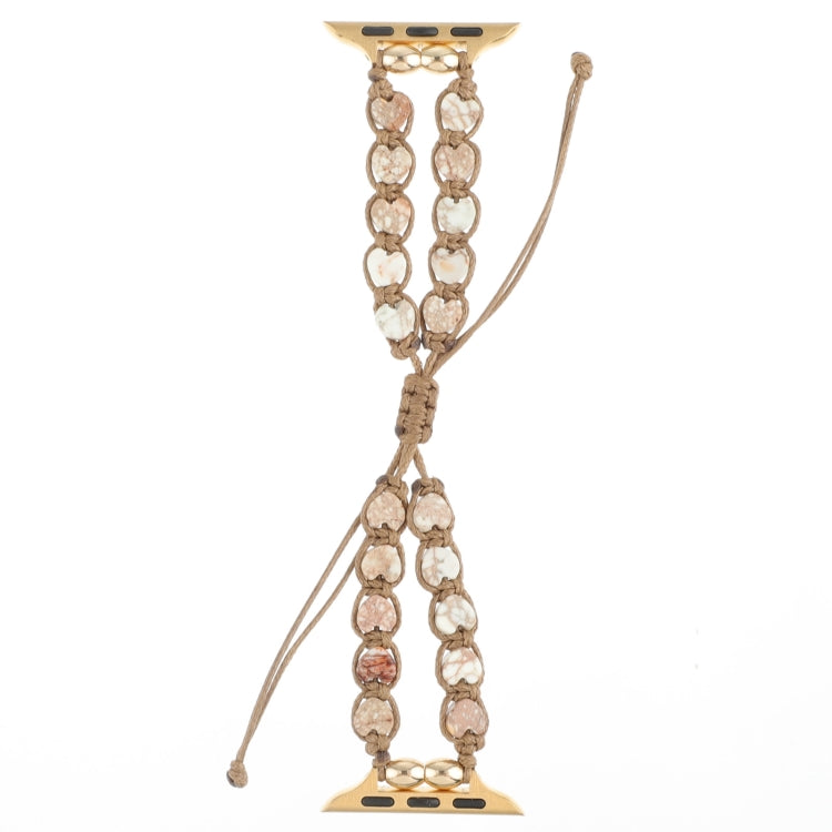 Heart Stones Drawstring Chain Watch Band, For Apple Watch SE 2023 44mm, For Apple Watch SE 2023 40mm, For Apple Watch Ultra 2 49mm, For Apple Watch Series 9 45mm, For Apple Watch Series 9 41mm, For Apple Watch Ultra 49mm