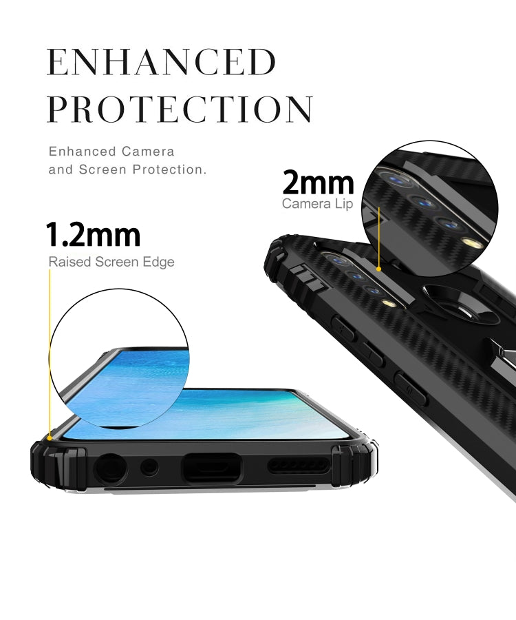 Carbon Fiber Protective Case with 360 Degree Rotating Ring Holder, For OPPO A8 & A31, For OPPO A91 & F15 & Reno3, For OPPO Realme X50 Pro, For OPPO Realme X50 & Realme X3