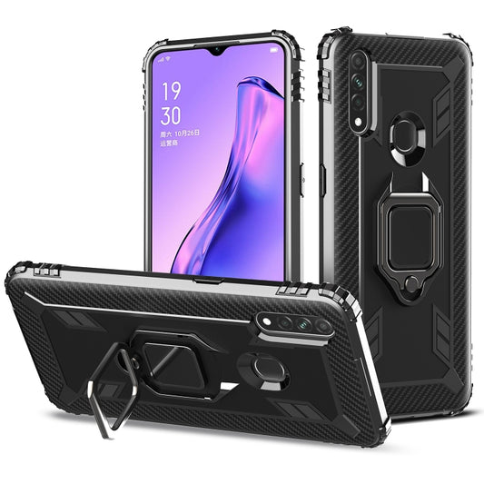 Carbon Fiber Protective Case with 360 Degree Rotating Ring Holder, For OPPO A8 &amp; A31, For OPPO A91 &amp; F15 &amp; Reno3, For OPPO Realme X50 Pro, For OPPO Realme X50 &amp; Realme X3